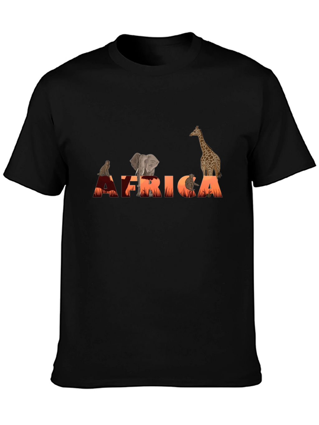 Africa Animal Graphic Tee - Unisex Black T-Shirt