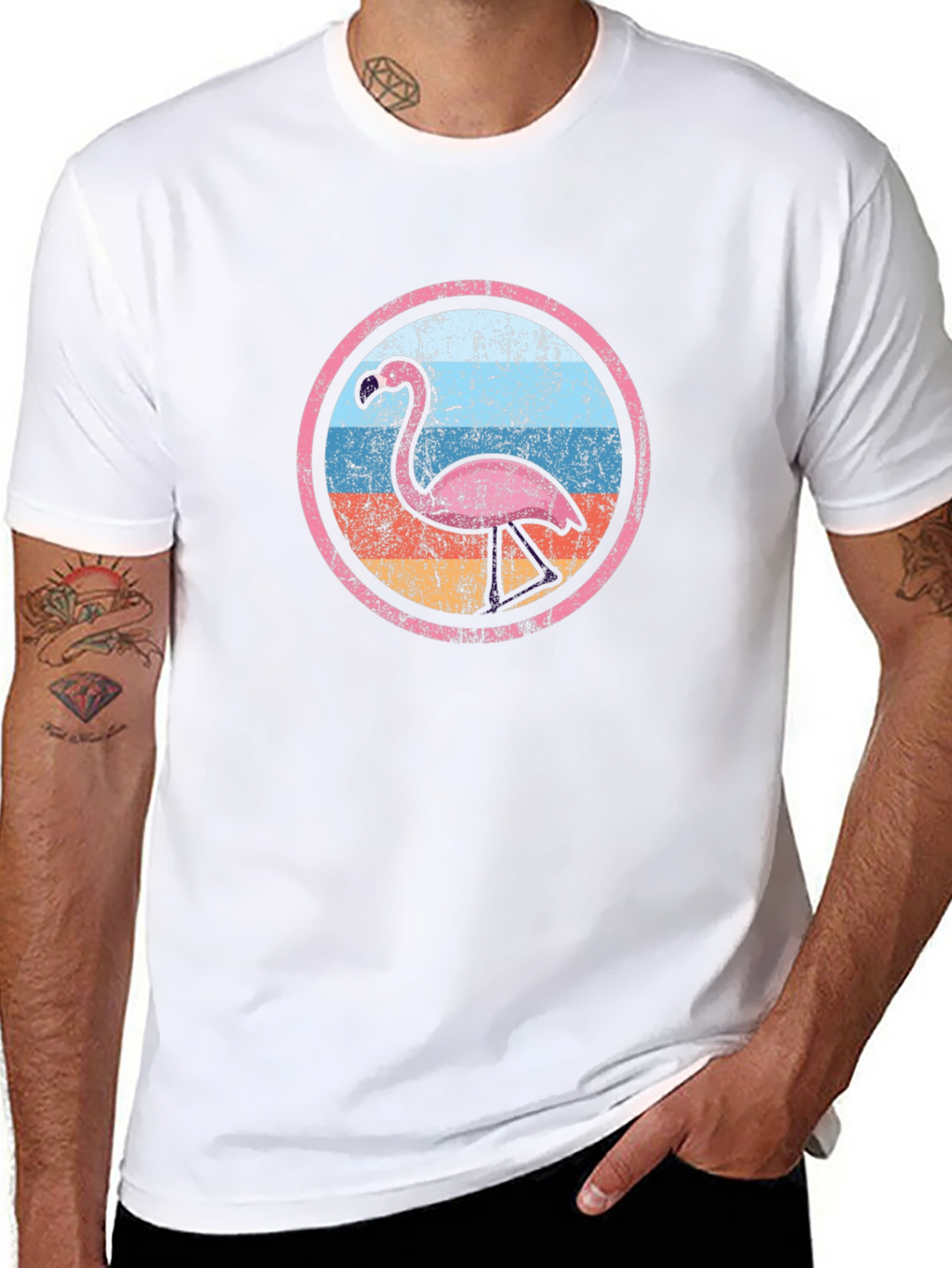Retro Flamingo Circle Graphic Tee