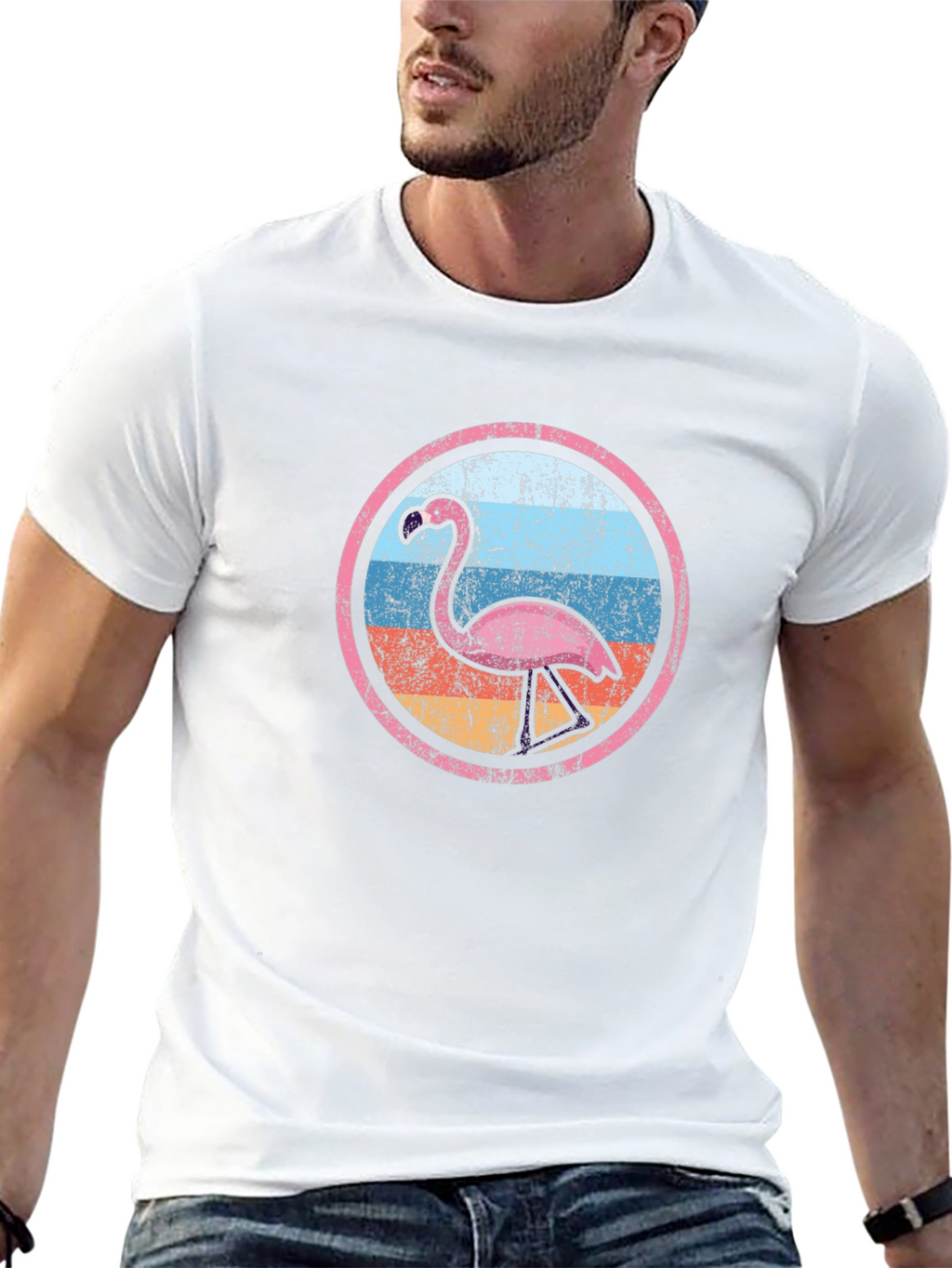 Retro Flamingo Circle Graphic Tee