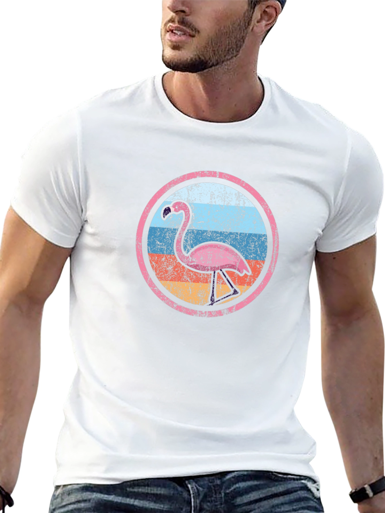 Retro Flamingo Circle Graphic Tee