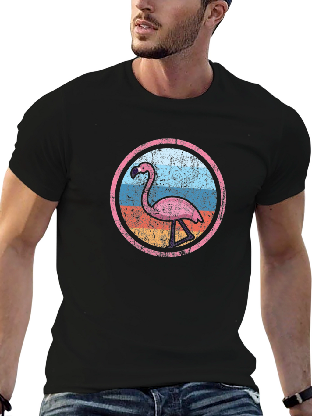 Retro Flamingo Circle Graphic Tee