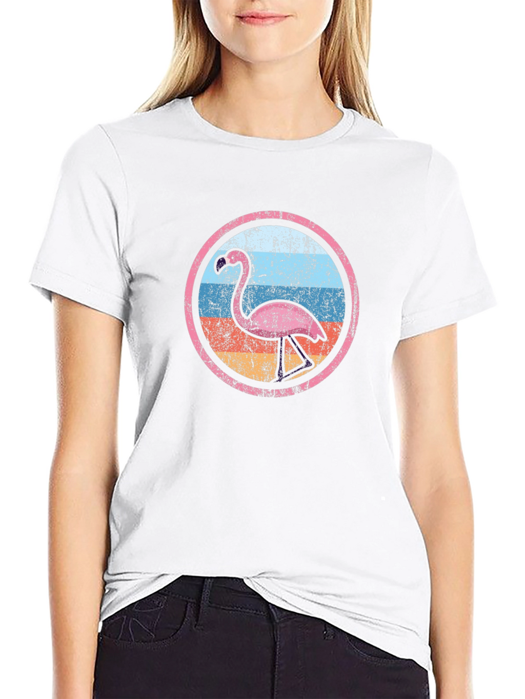 Retro Flamingo Circle Graphic Tee