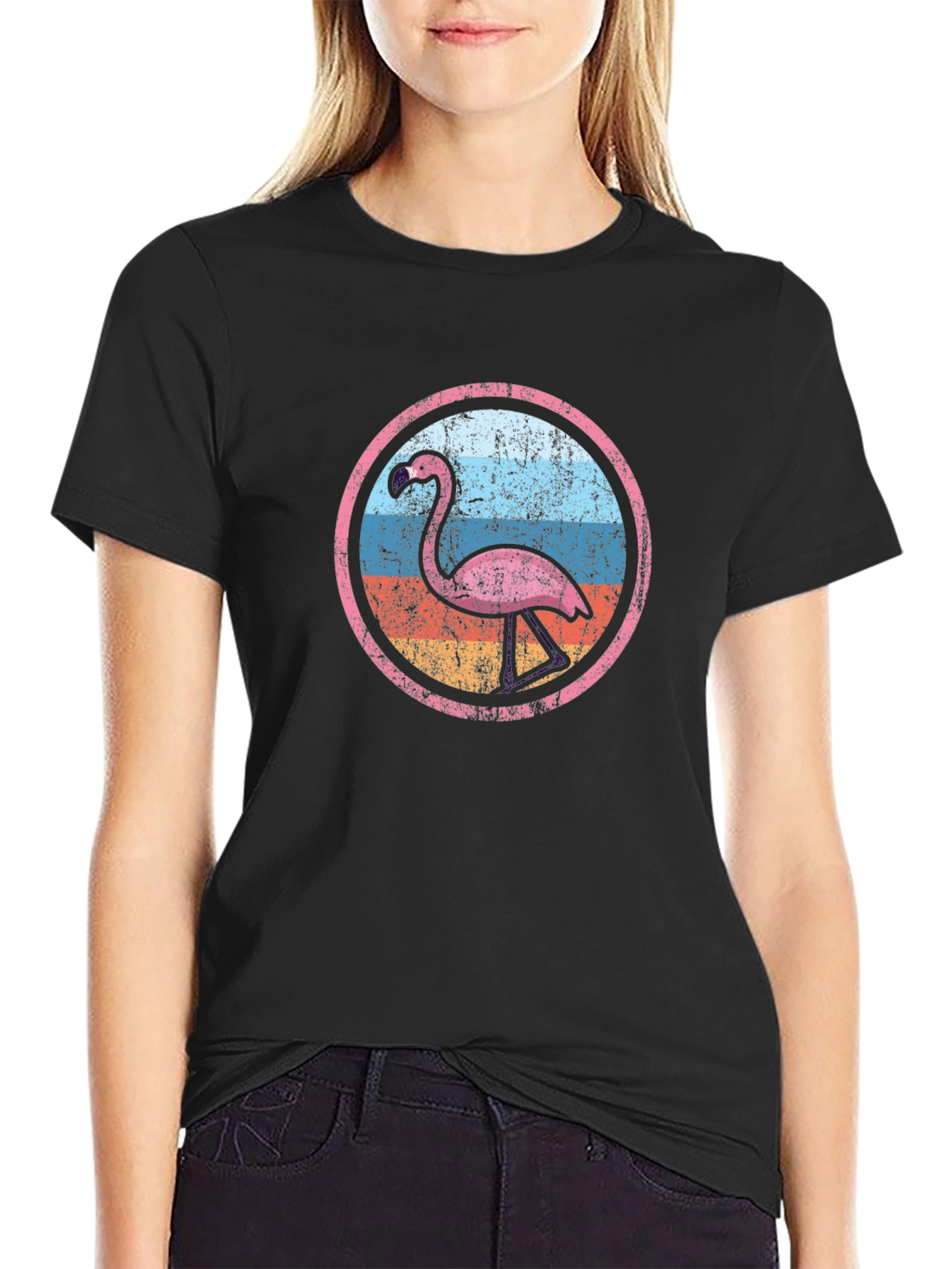 Retro Flamingo Circle Graphic Tee