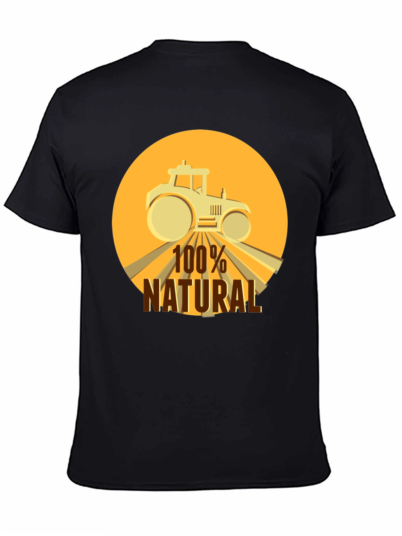 100% Natural Tractor Graphic Tee - Black Cotton Blend