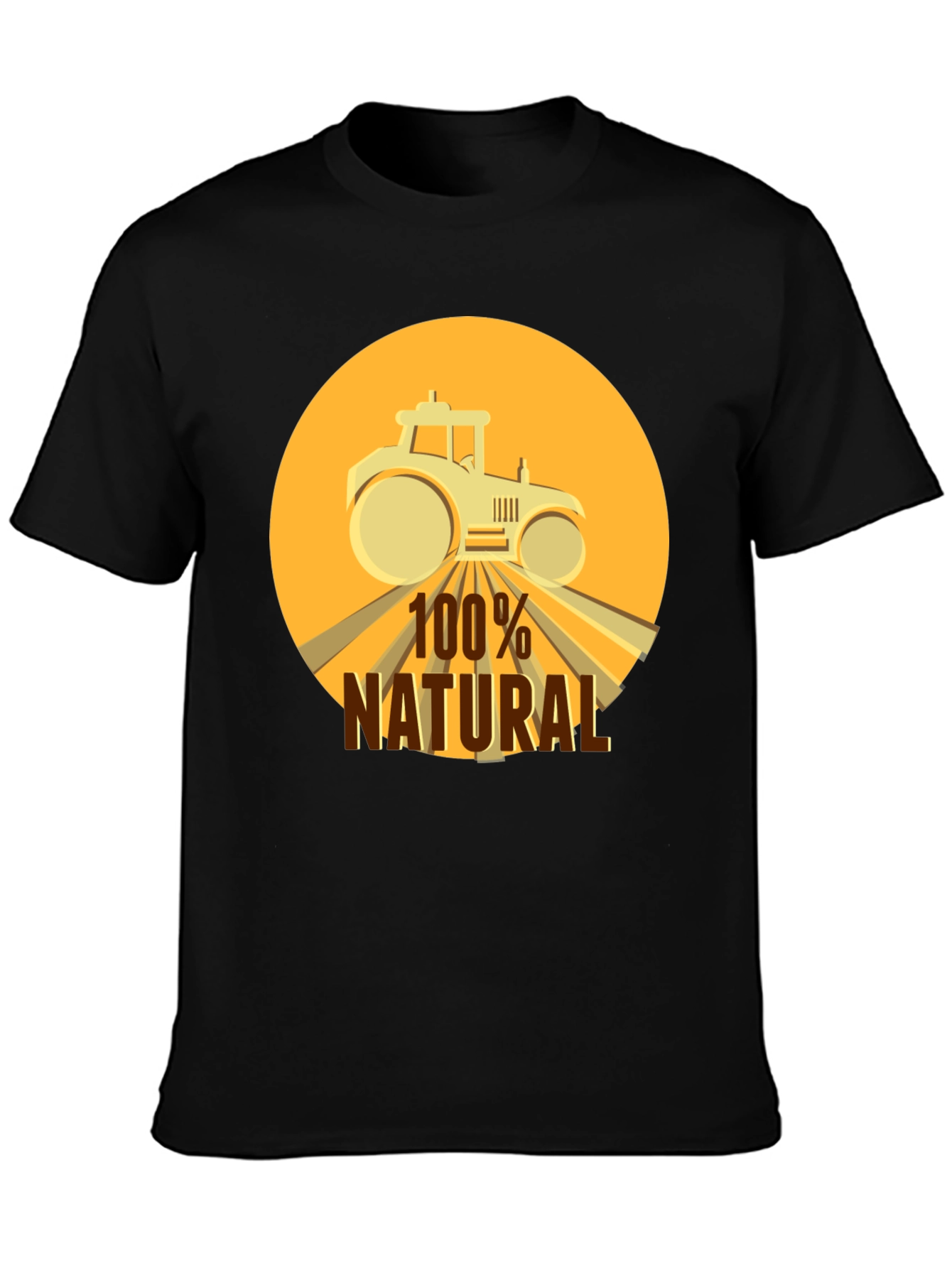 100% Natural Tractor Graphic Tee - Black Cotton Blend