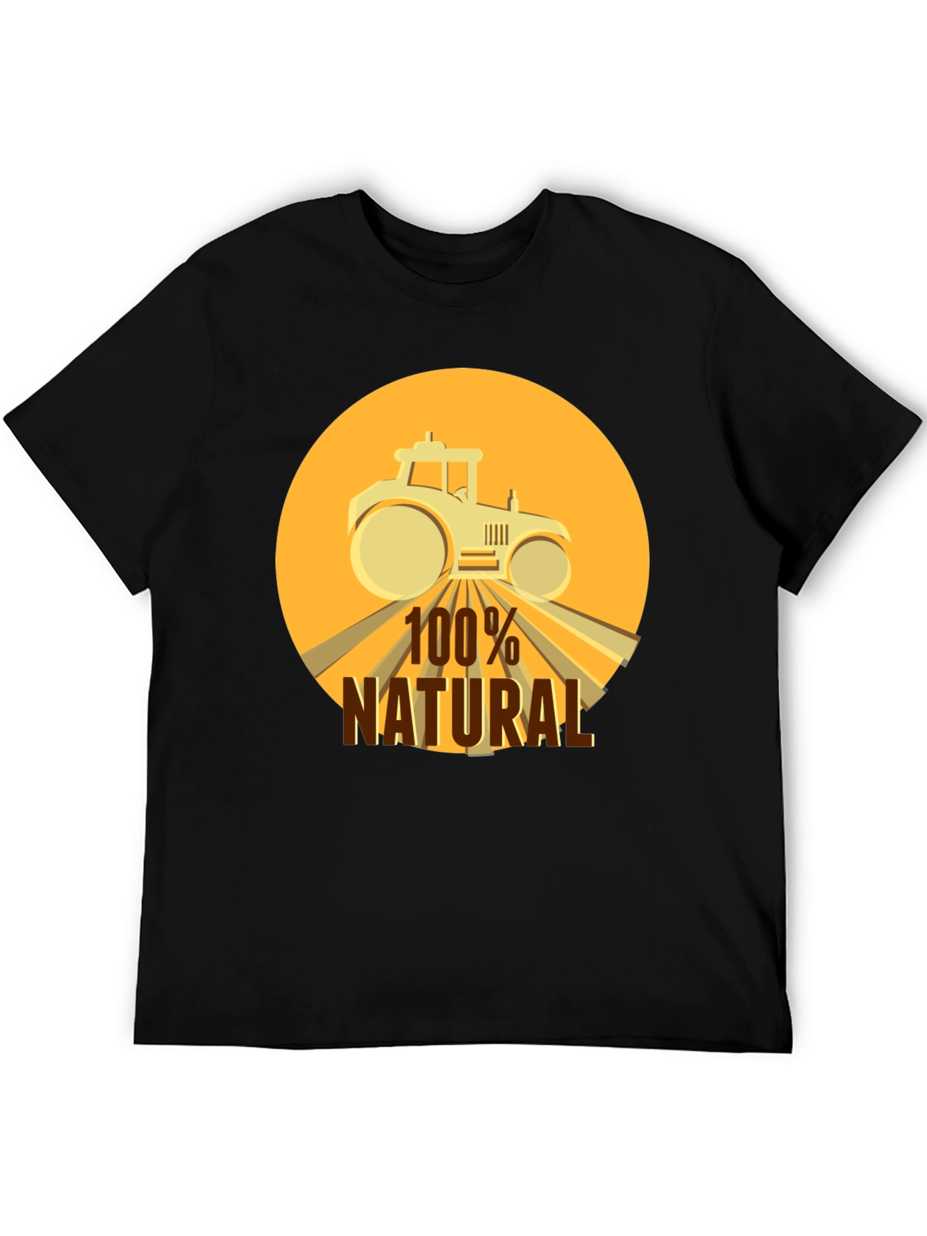100% Natural Tractor Graphic Tee - Black Cotton Blend
