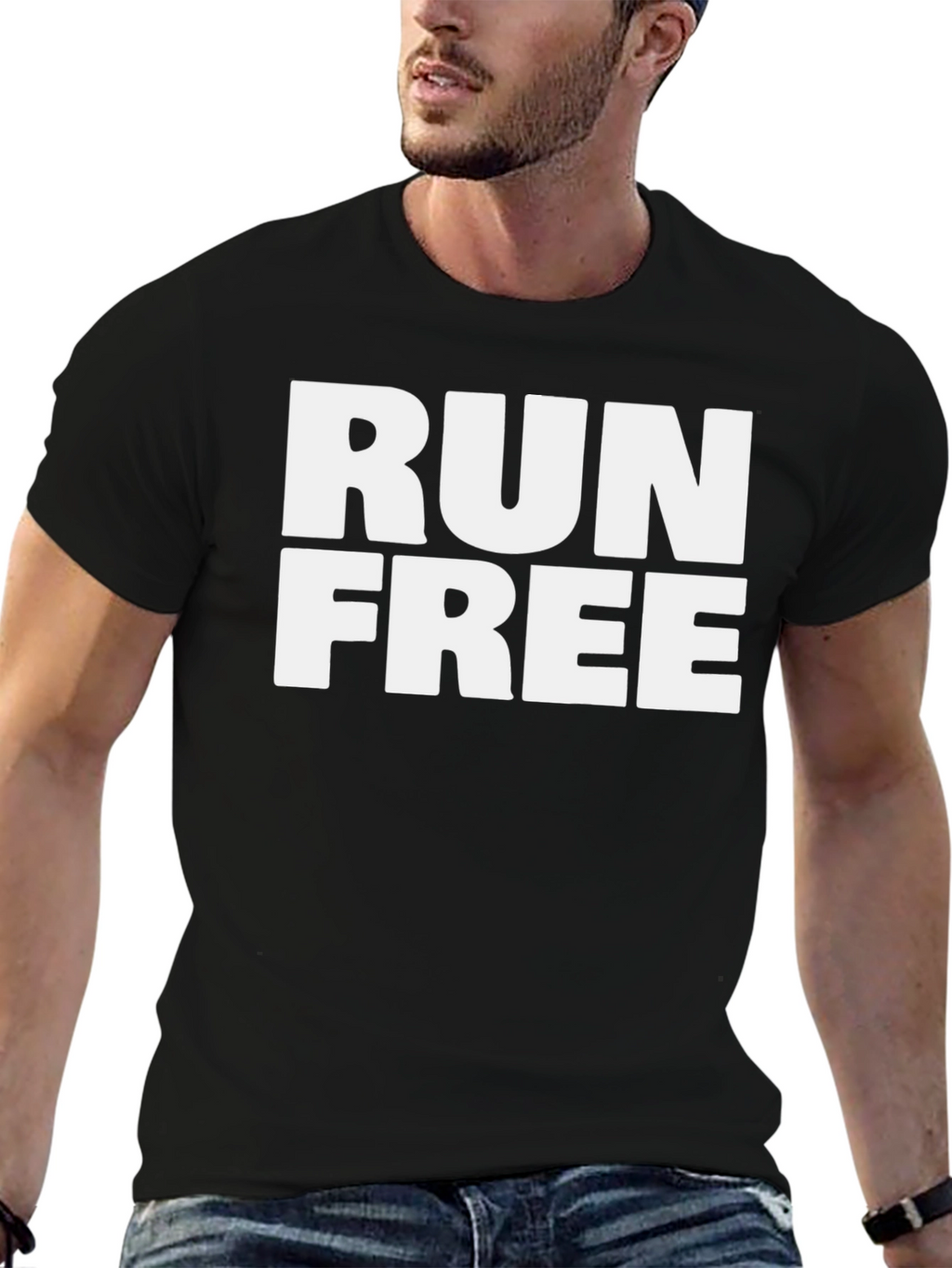 Run Free Black Graphic T-Shirt