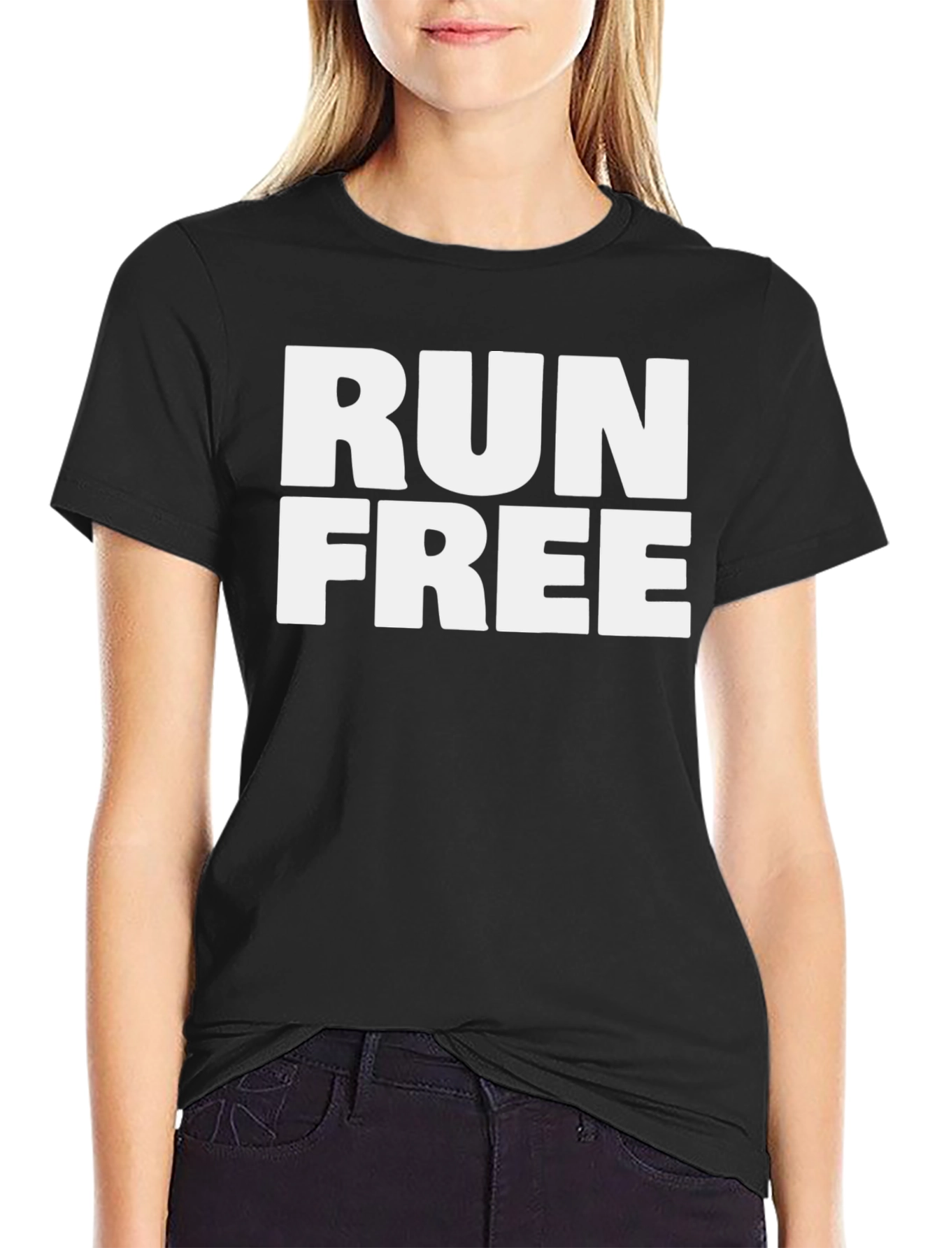 Run Free Black Graphic T-Shirt