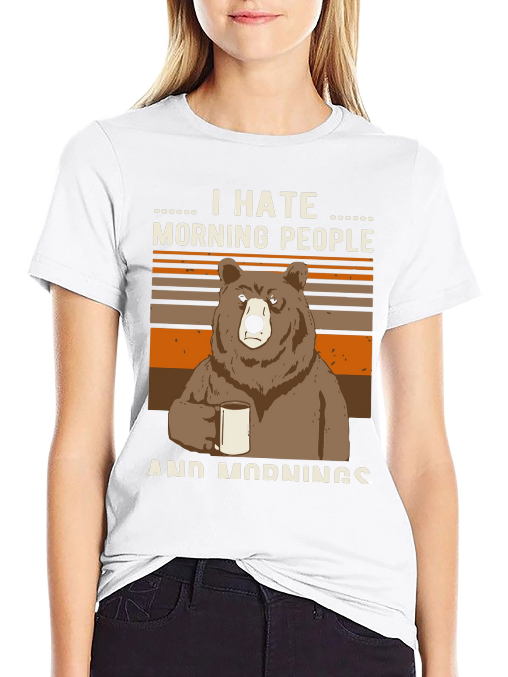 I Hate Morning People Bear Graphic T-Shirt