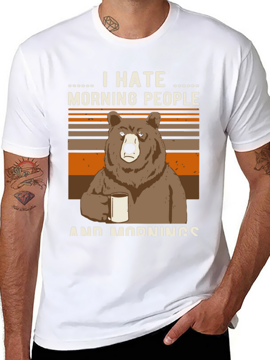 I Hate Morning People Bear Graphic T-Shirt