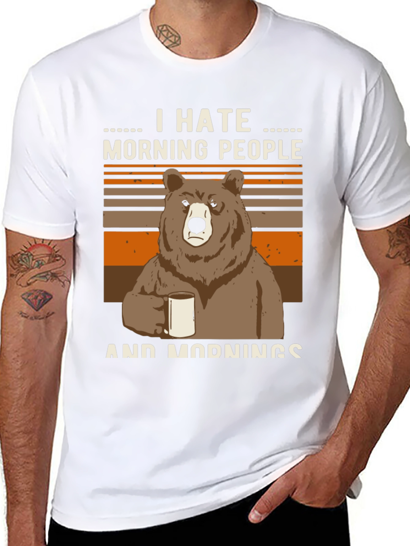 I Hate Morning People Bear Graphic T-Shirt