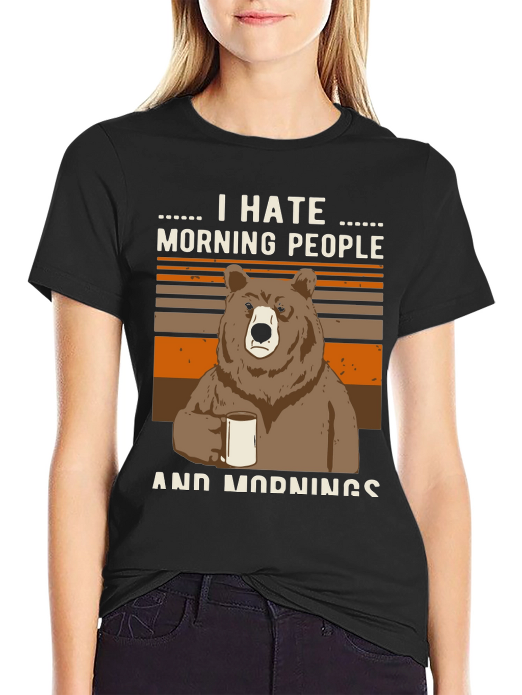 I Hate Morning People Bear Graphic T-Shirt