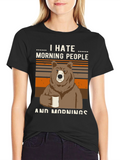 I Hate Morning People Bear Graphic T-Shirt