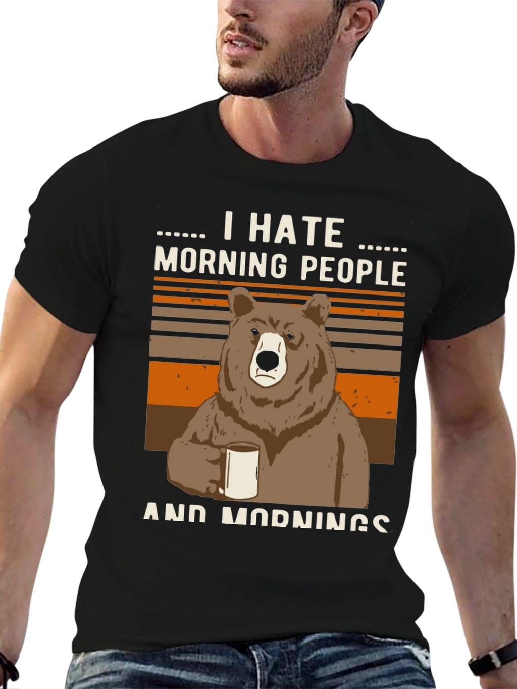 I Hate Morning People Bear Graphic T-Shirt