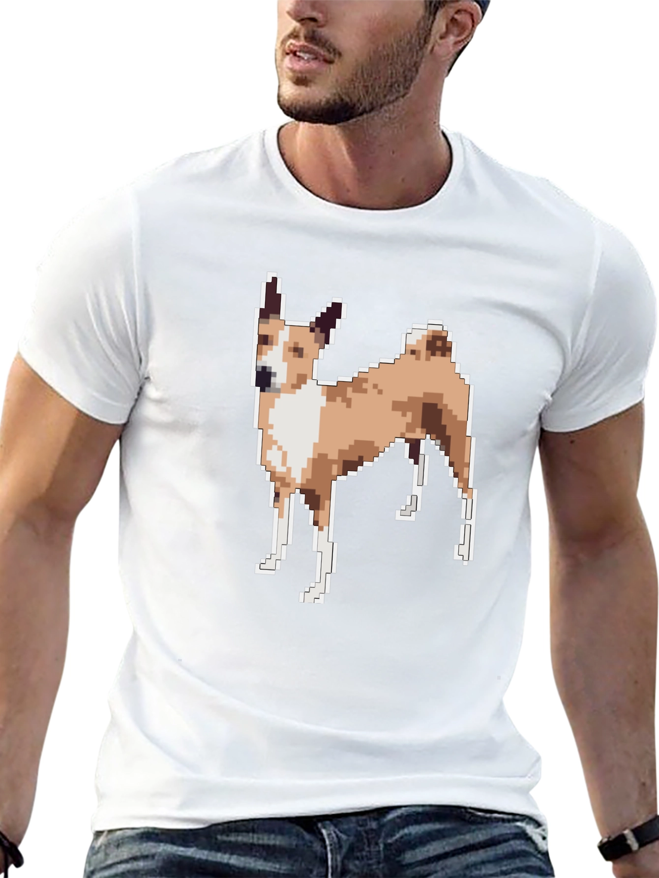 Pixelated Dog Graphic Tee - Black Unisex T-Shirt