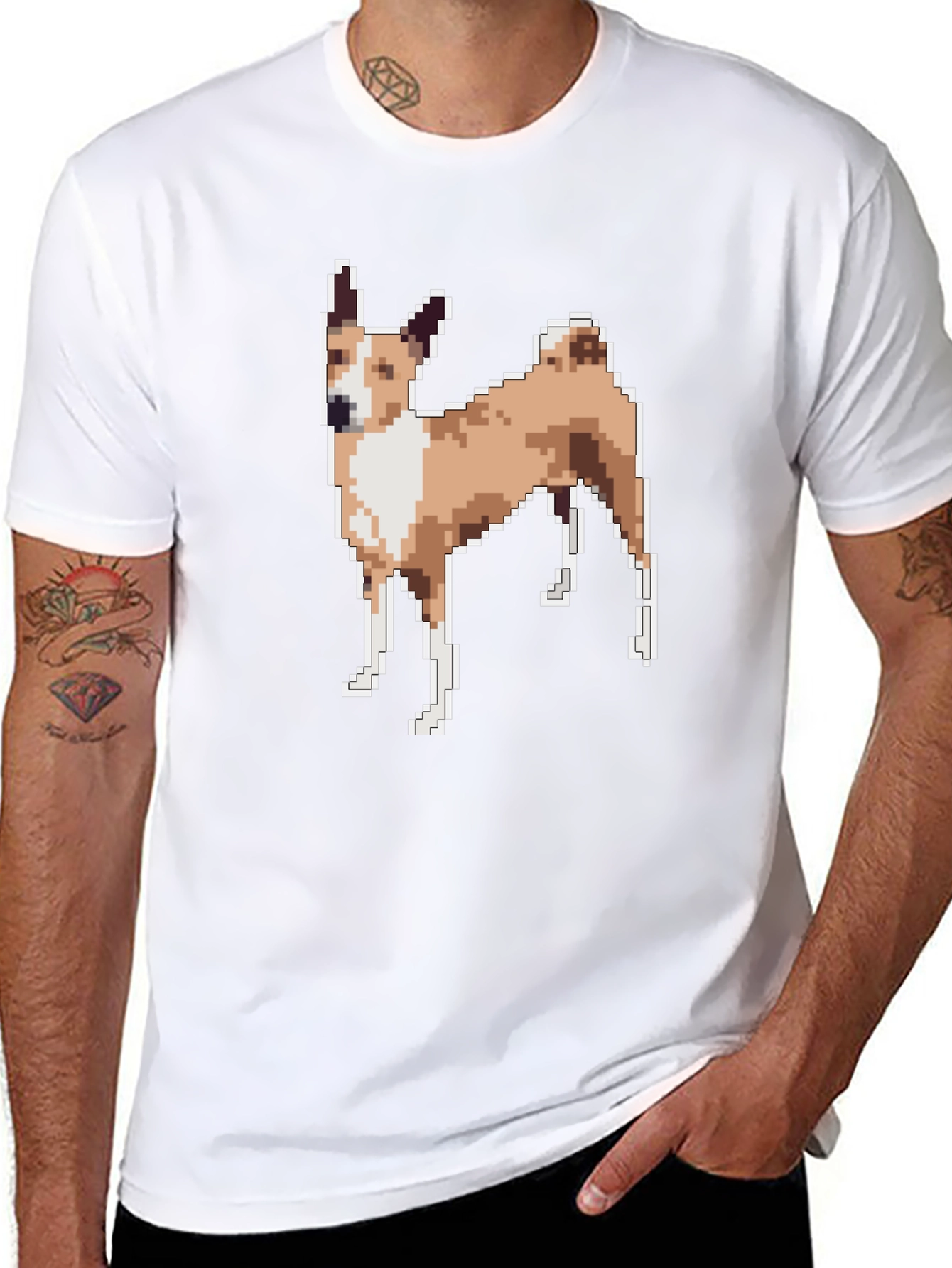 Pixelated Dog Graphic Tee - Black Unisex T-Shirt