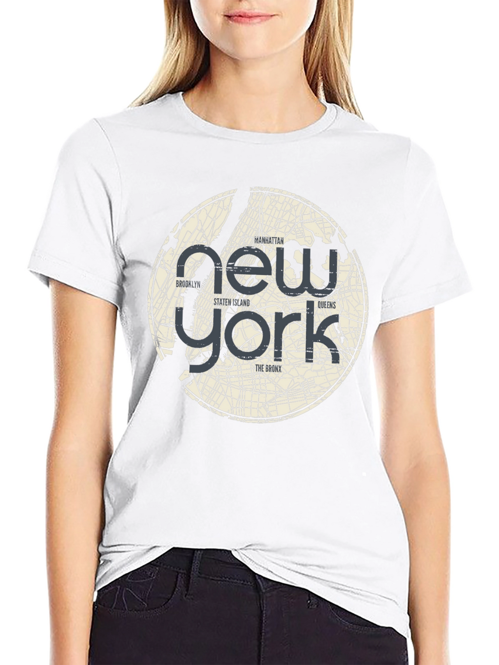 New York Map Graphic T-Shirt - Black