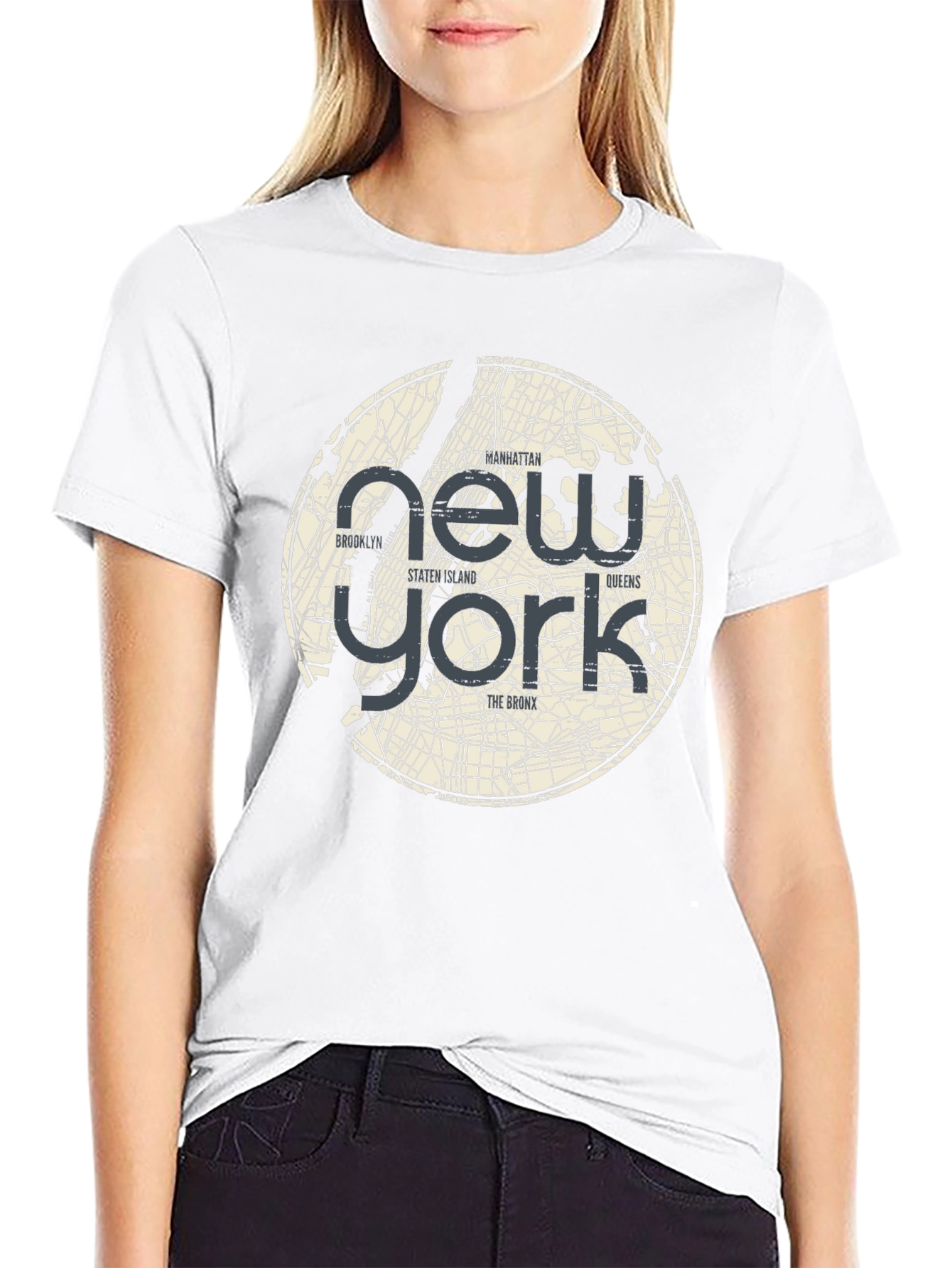 New York Map Graphic T-Shirt - Black