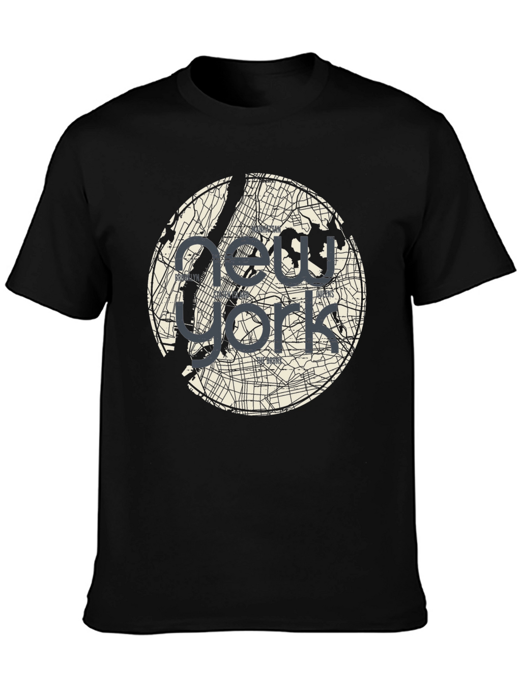 New York Map Graphic T-Shirt - Black