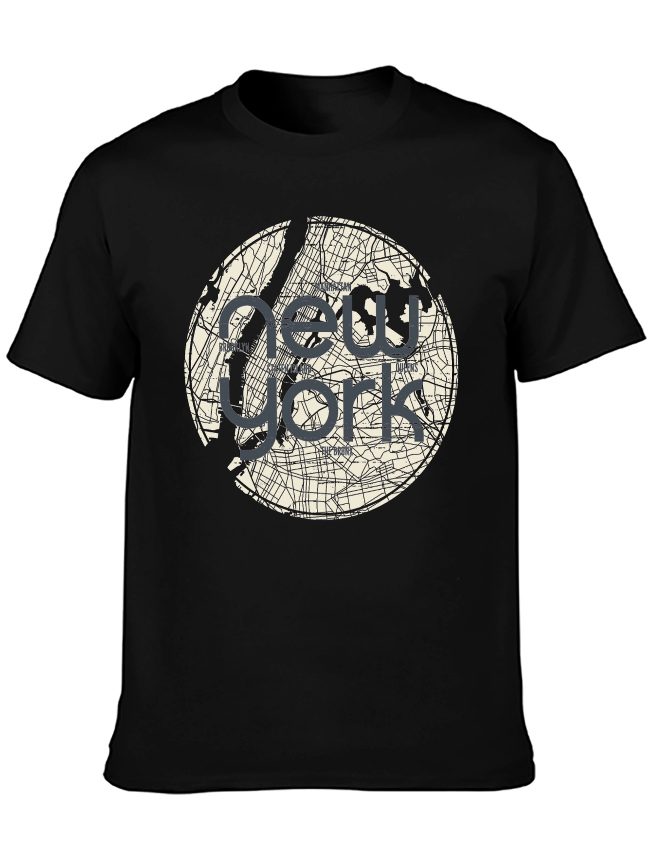 New York Map Graphic T-Shirt - Black