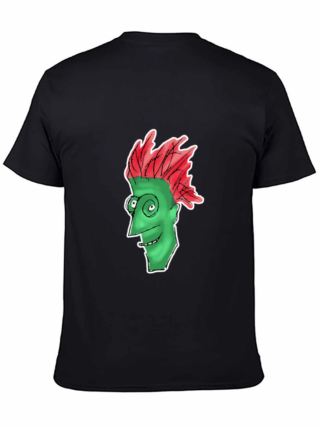 Funny Green Face Graphic Black T-Shirt