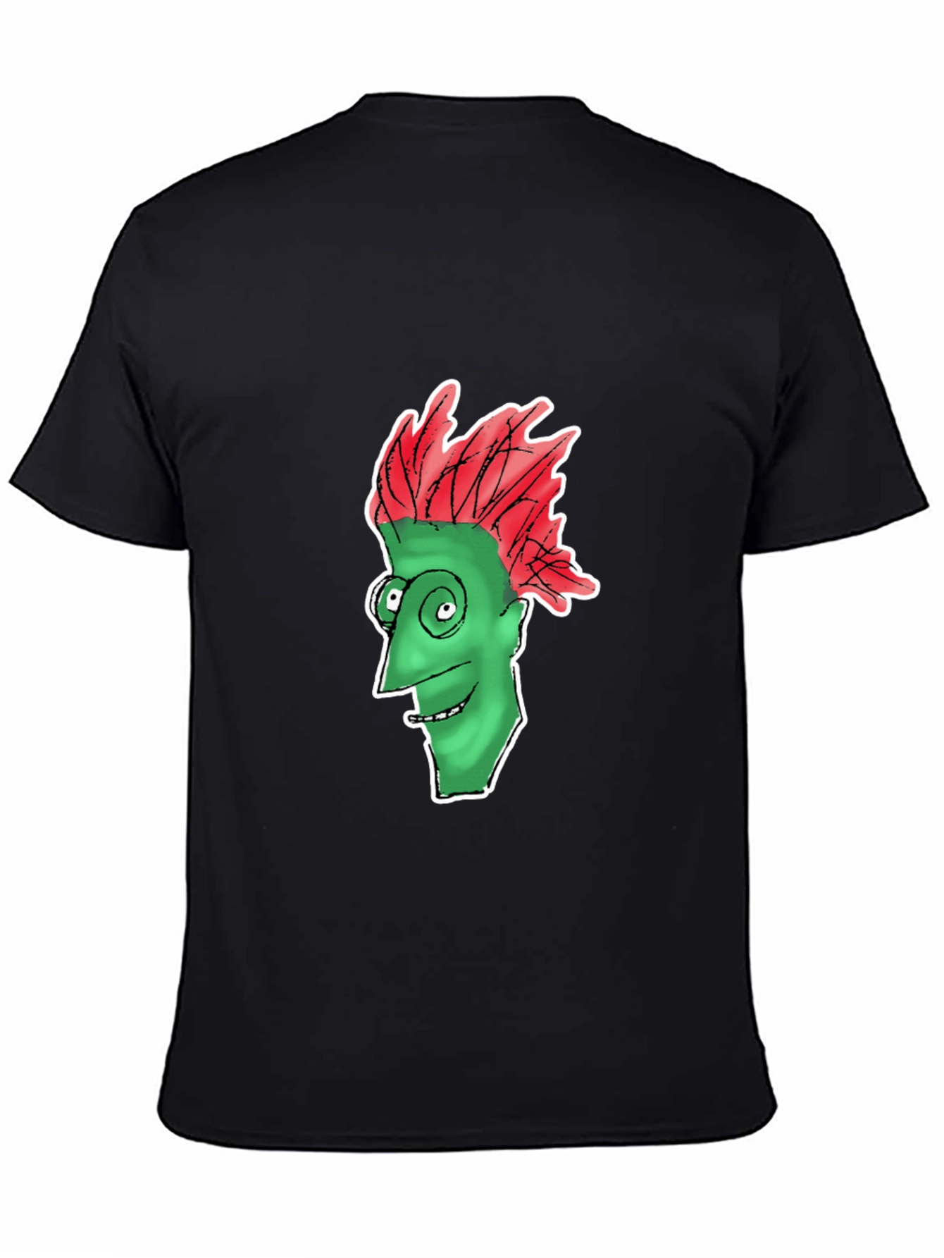 Funny Green Face Graphic Black T-Shirt