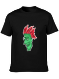 Funny Green Face Graphic Black T-Shirt