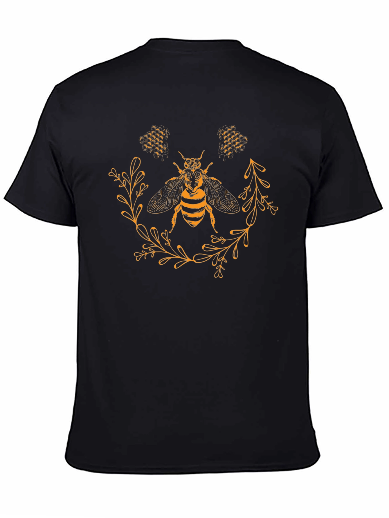Bee Graphic Tee - Black Cotton Casual T-Shirt