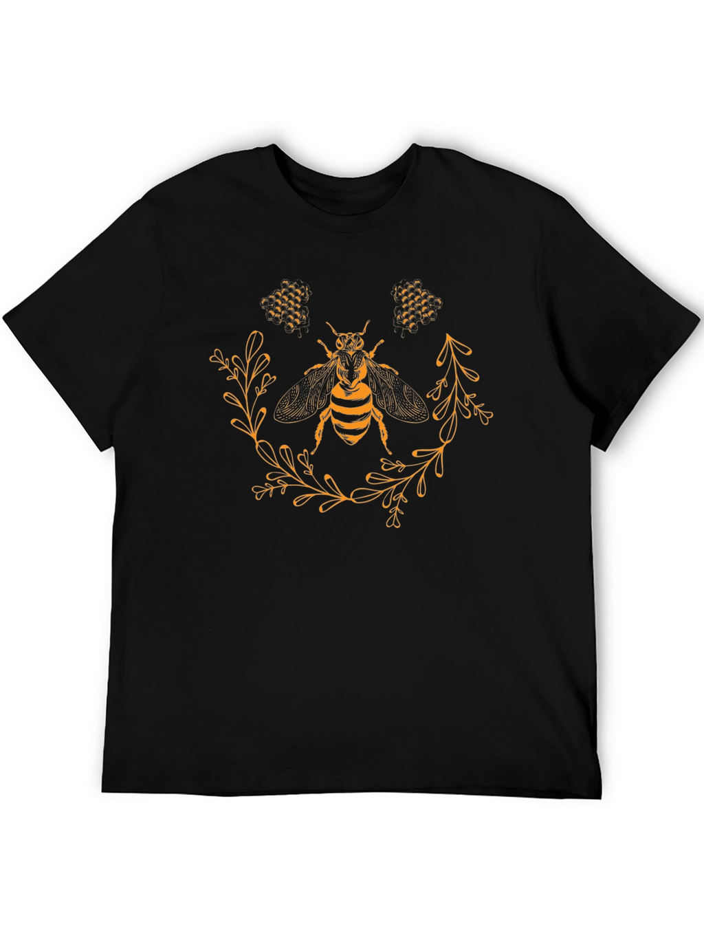 Bee Graphic Tee - Black Cotton Casual T-Shirt