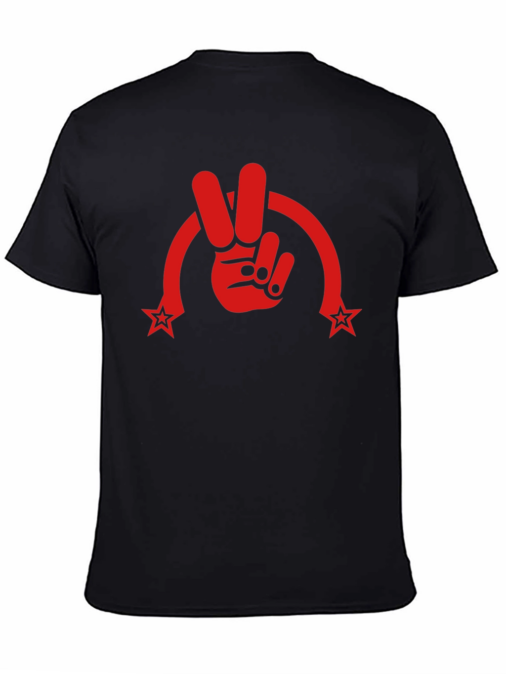 Peace Sign Graphic Tee - Red Print on Black