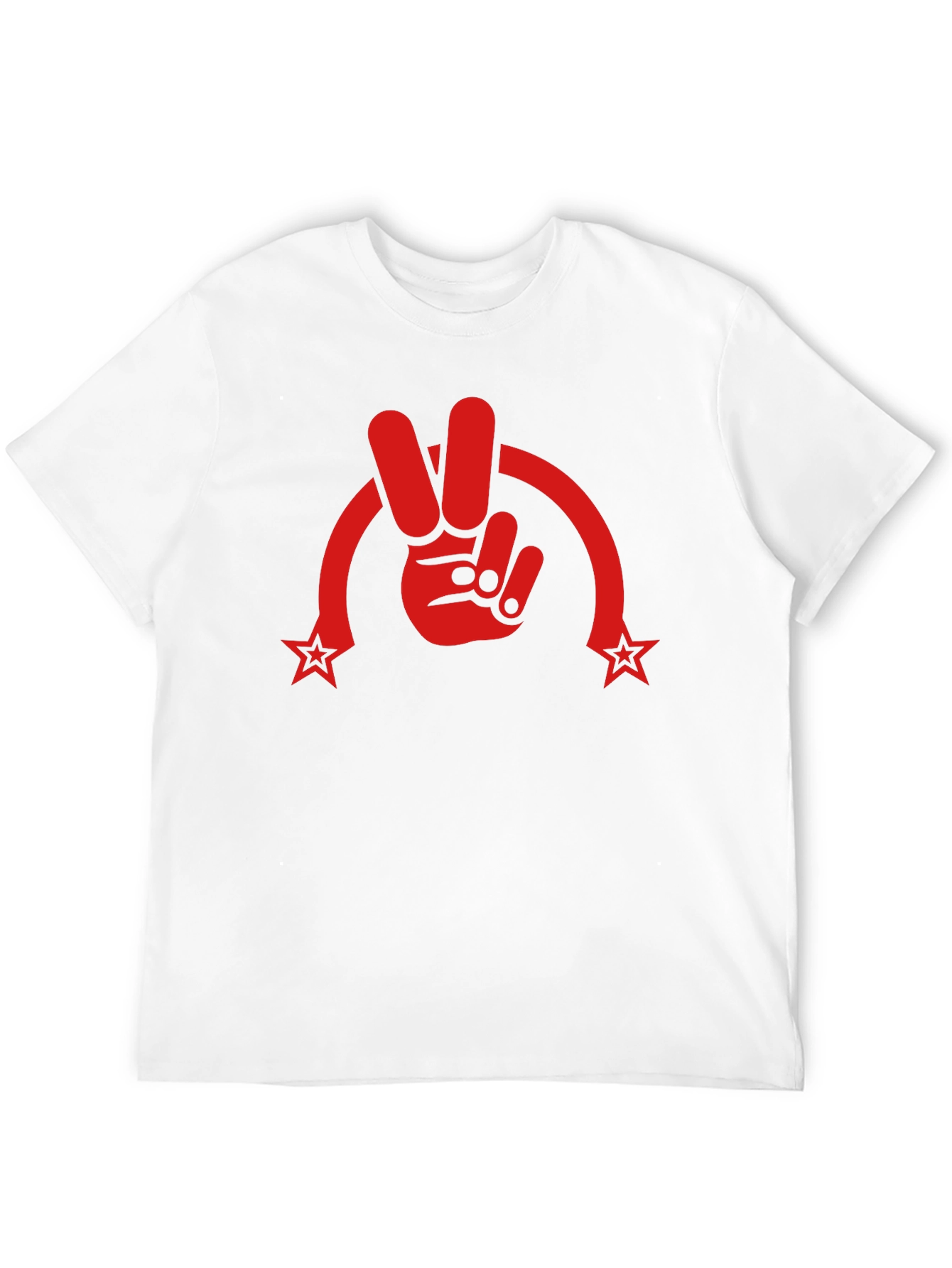 Peace Sign Graphic Tee - Red Print on Black