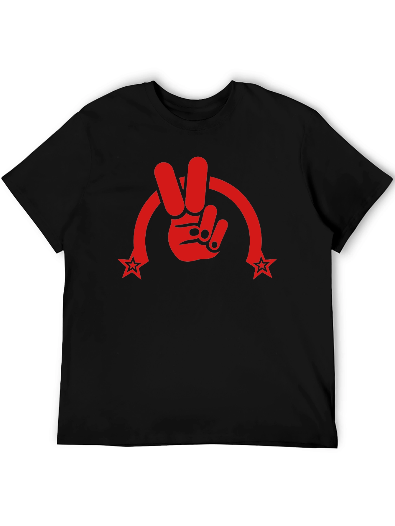 Peace Sign Graphic Tee - Red Print on Black
