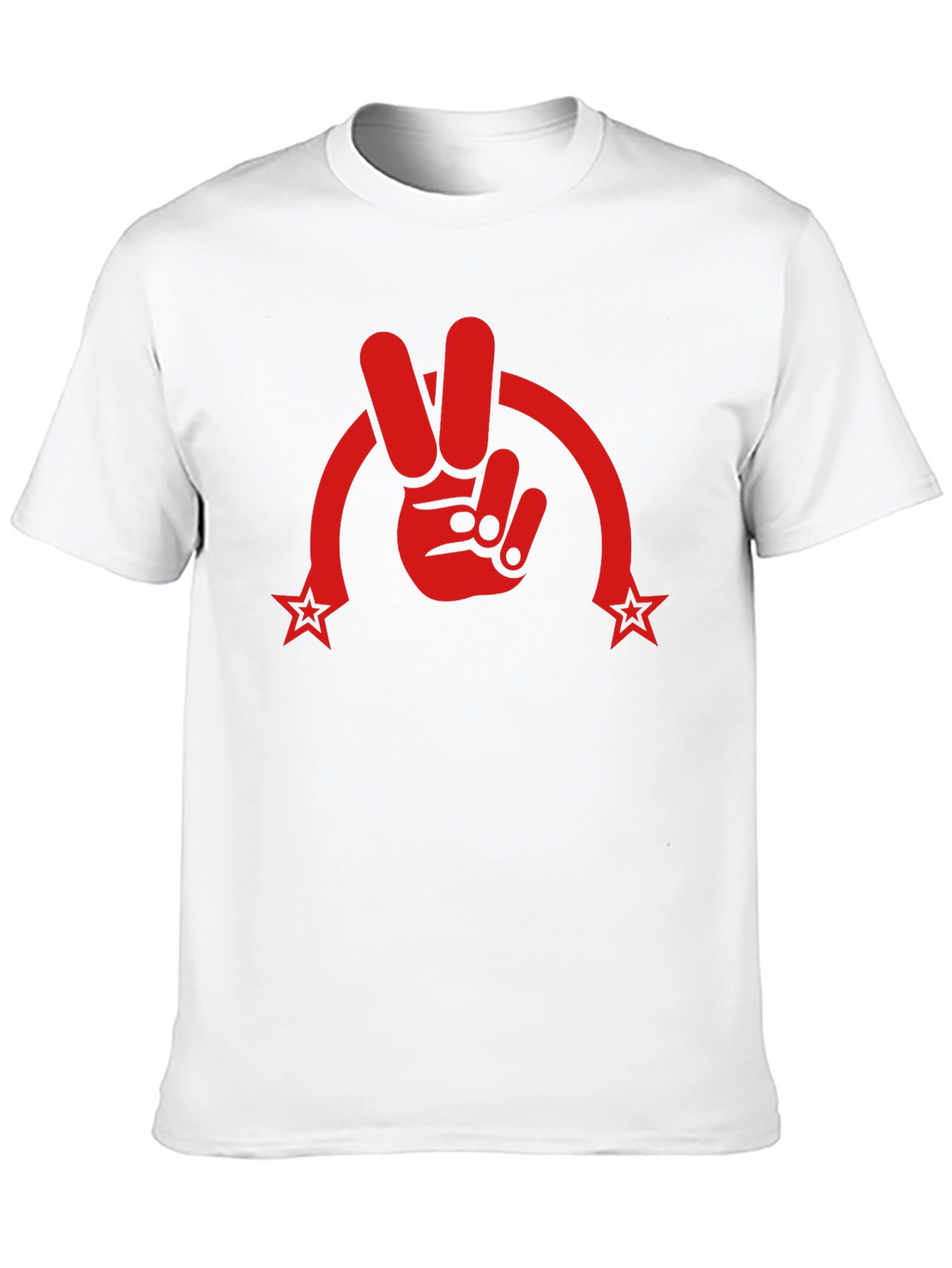 Peace Sign Graphic Tee - Red Print on Black