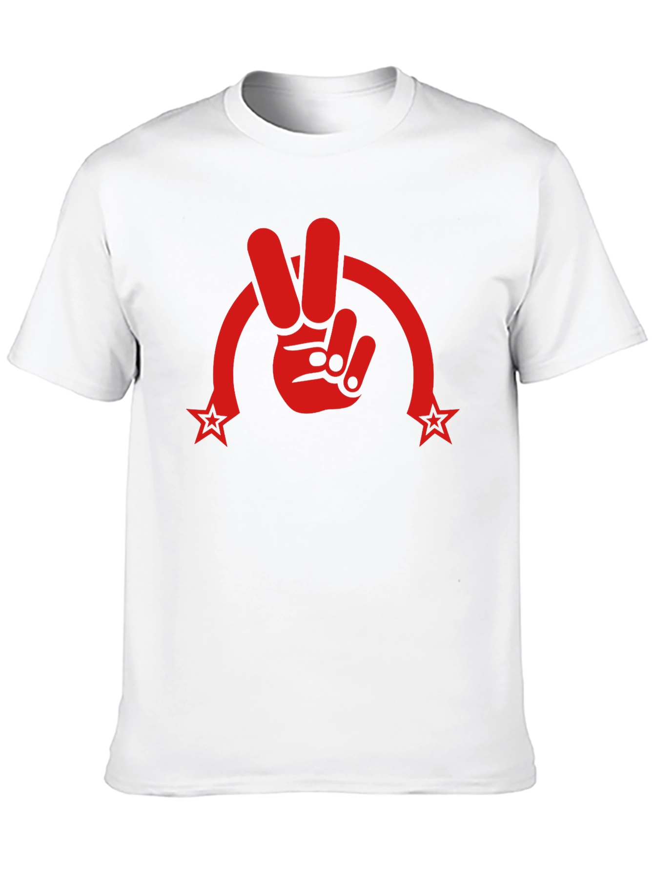 Peace Sign Graphic Tee - Red Print on Black