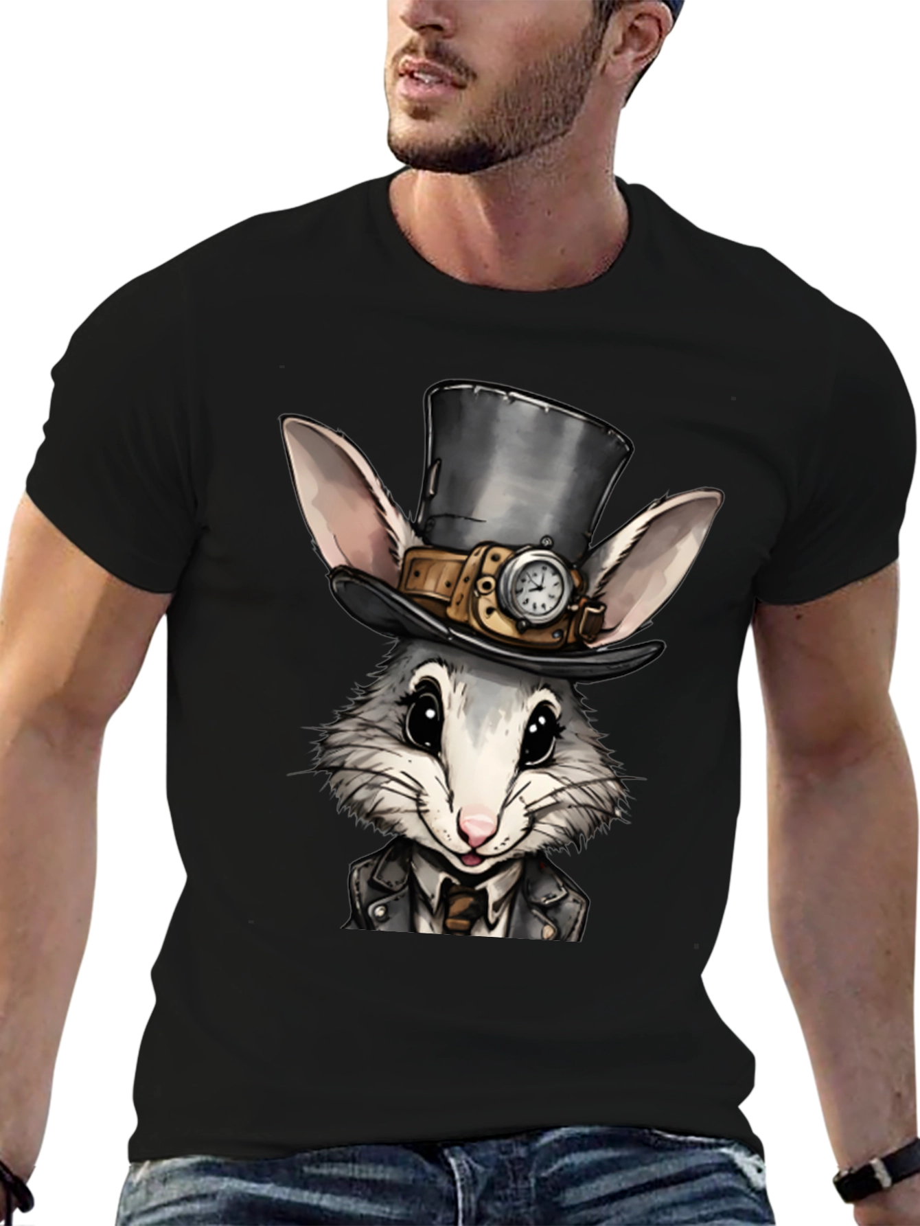 Steampunk Rabbit Tee - Whimsical Gear Design