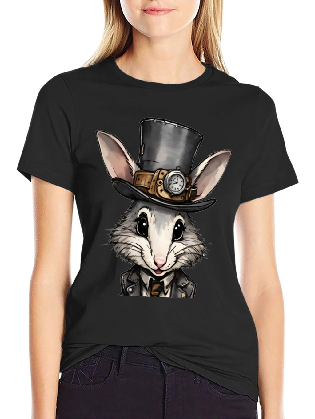 Steampunk Rabbit Tee - Whimsical Gear Design