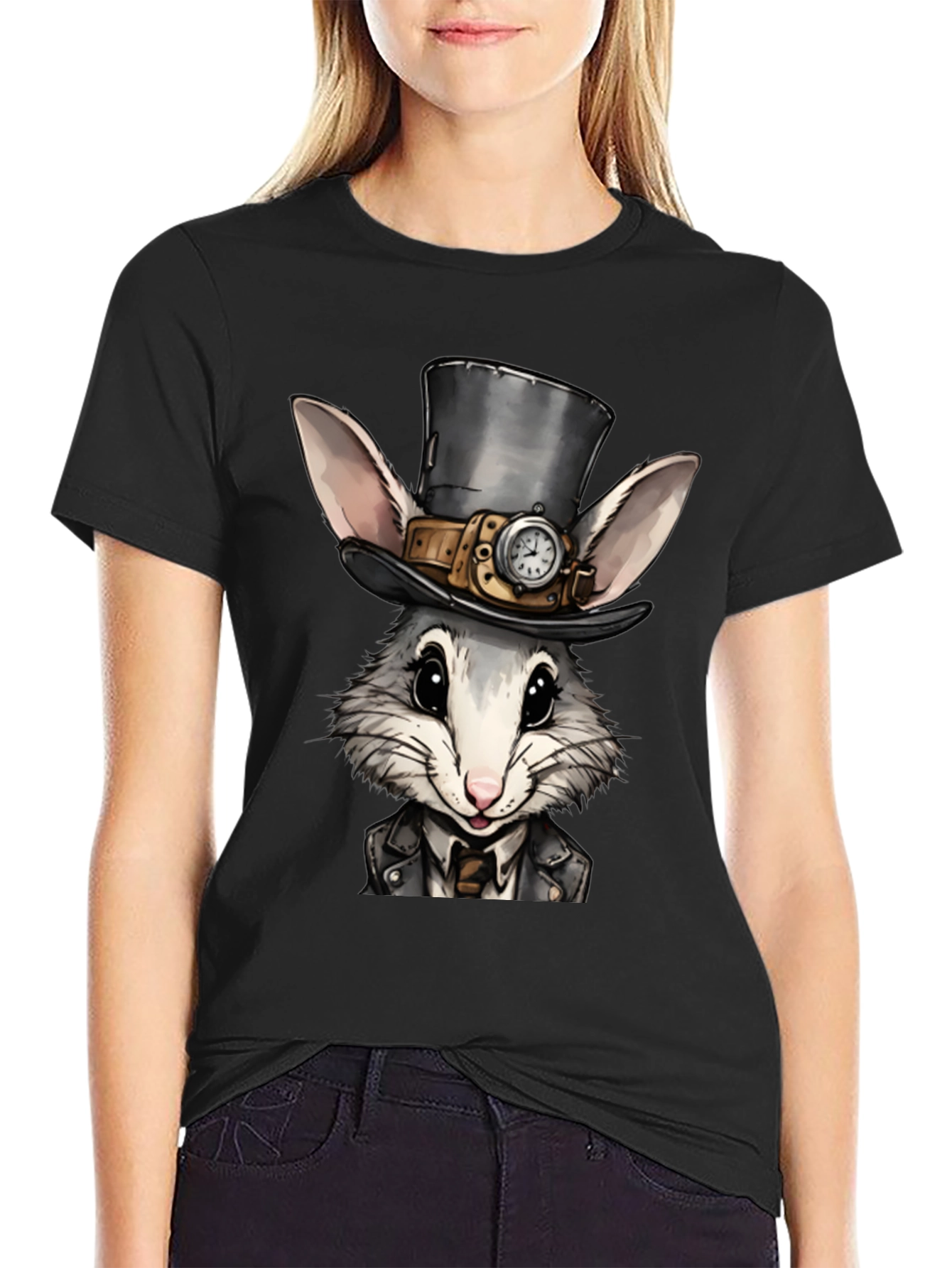 Steampunk Rabbit Tee - Whimsical Gear Design