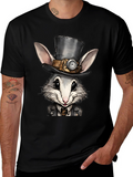 Steampunk Rabbit Tee - Whimsical Gear Design