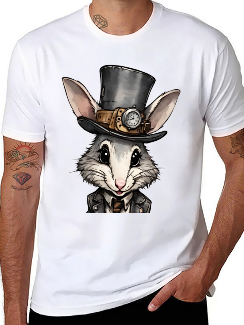 Steampunk Rabbit Tee - Whimsical Gear Design