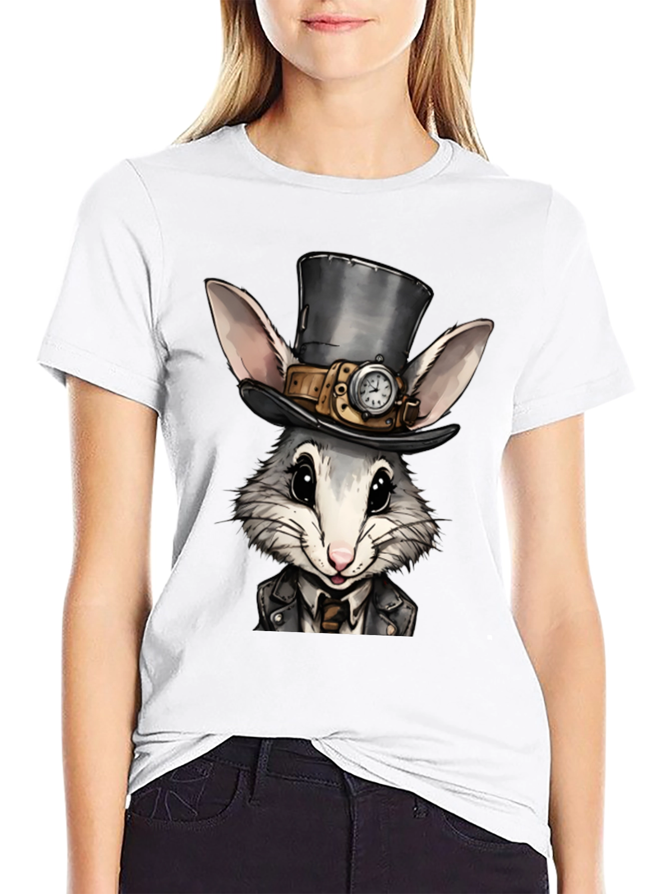 Steampunk Rabbit Tee - Whimsical Gear Design
