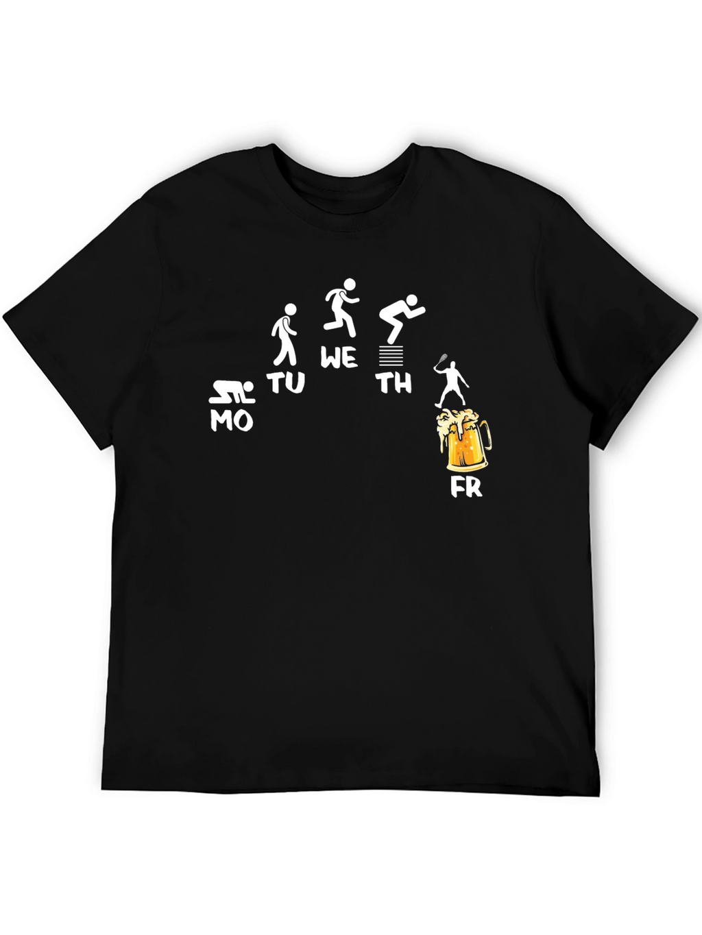 Humorous Weekday Activity Black T-Shirt
