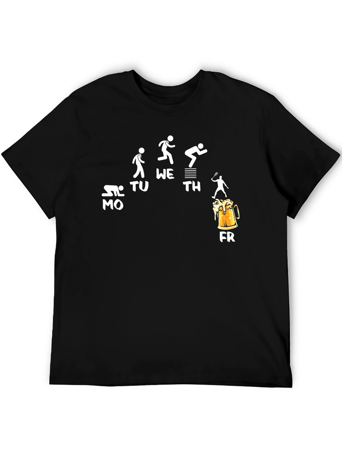 Humorous Weekday Activity Black T-Shirt