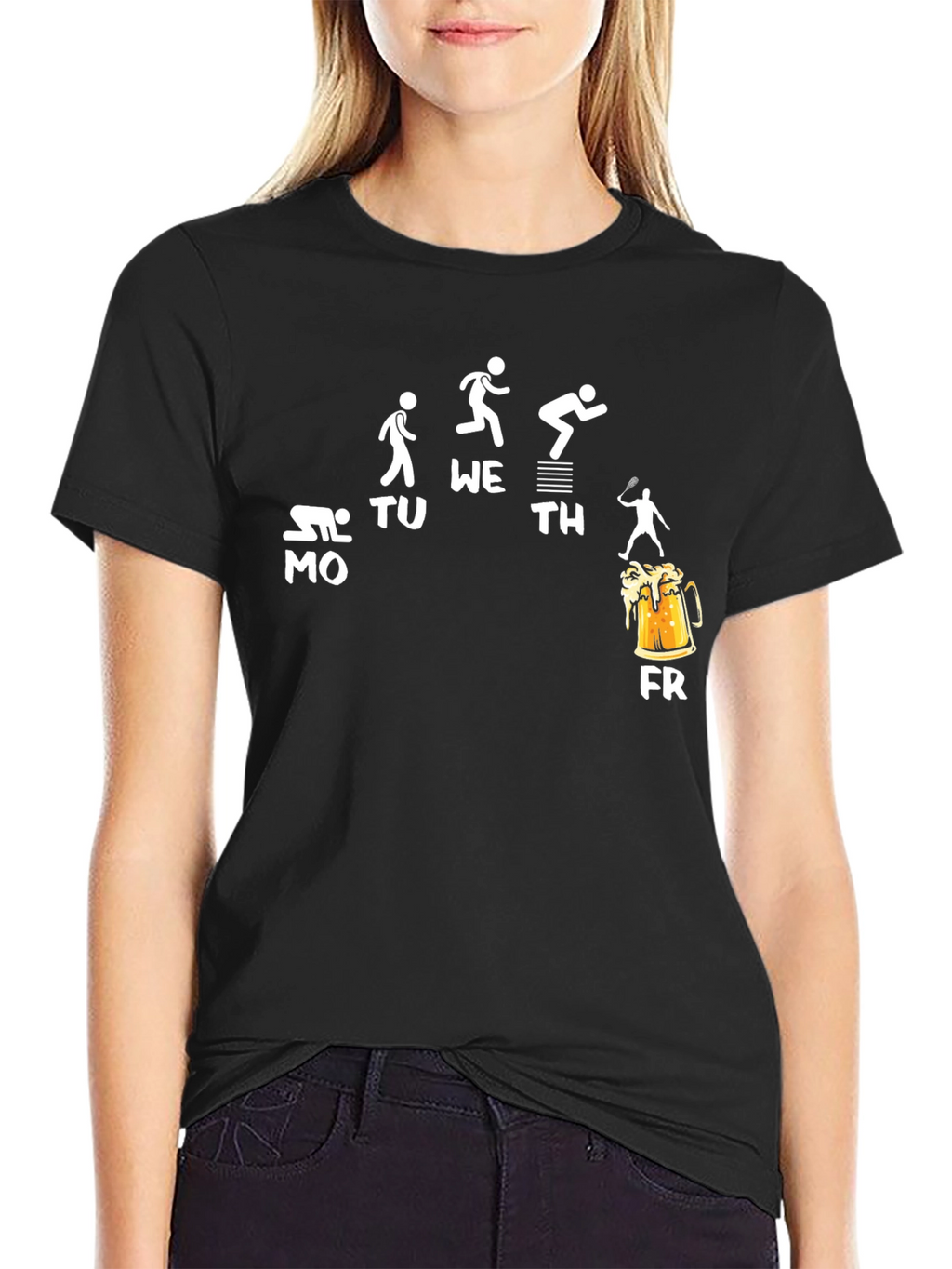 Humorous Weekday Activity Black T-Shirt