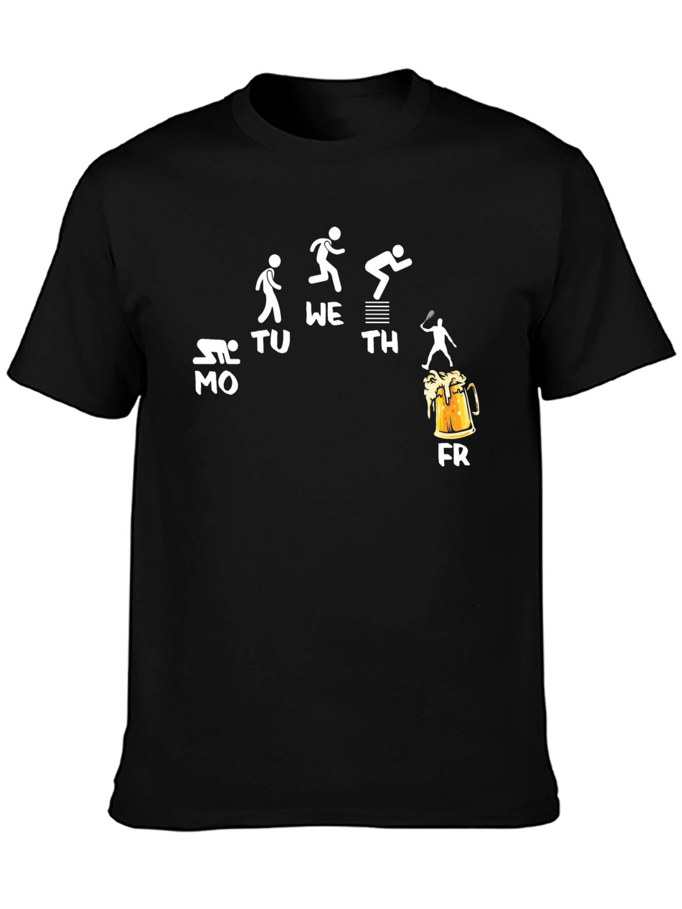 Humorous Weekday Activity Black T-Shirt