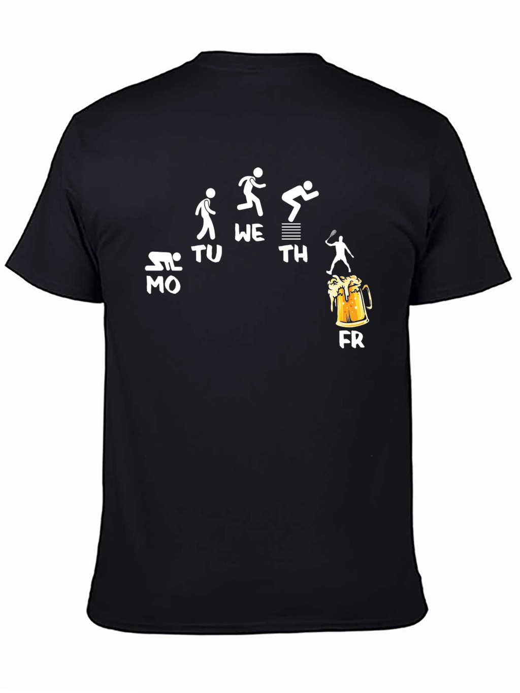 Humorous Weekday Activity Black T-Shirt
