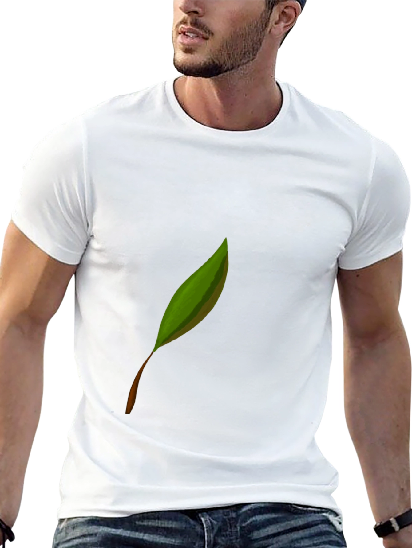 Leaf Graphic Print Black Tee