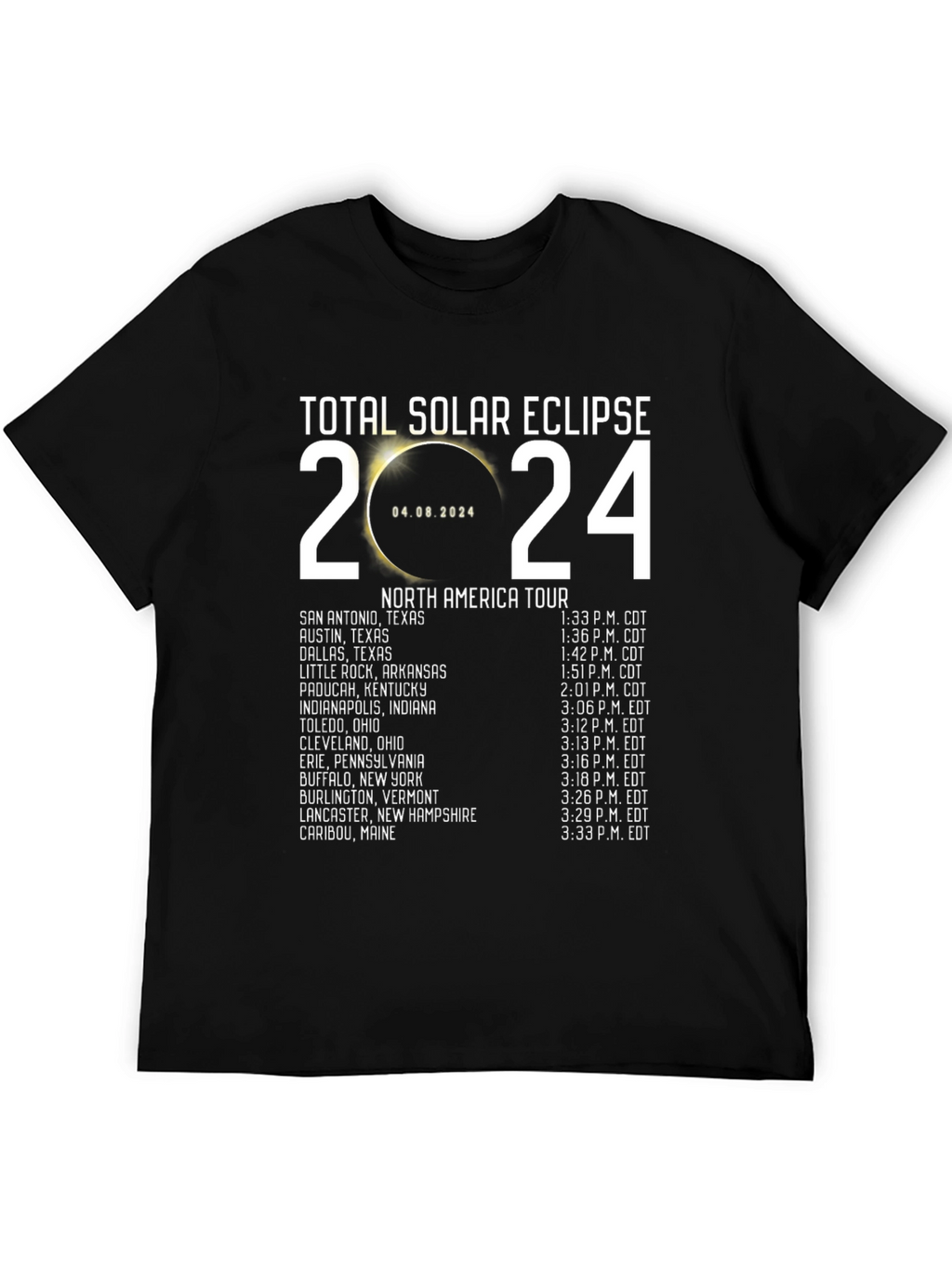 Total Solar Eclipse 2024 North America Tour T-Shirt