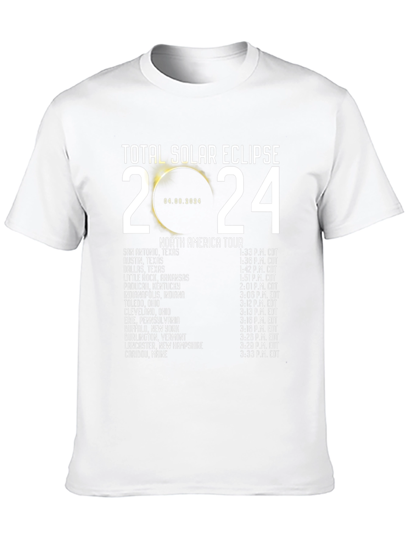 Total Solar Eclipse 2024 North America Tour T-Shirt