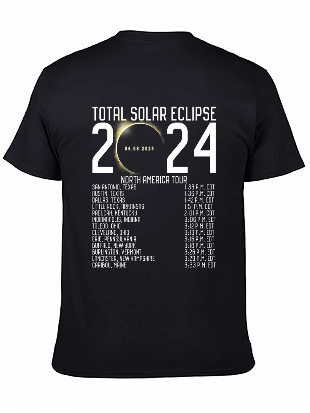 Total Solar Eclipse 2024 North America Tour T-Shirt