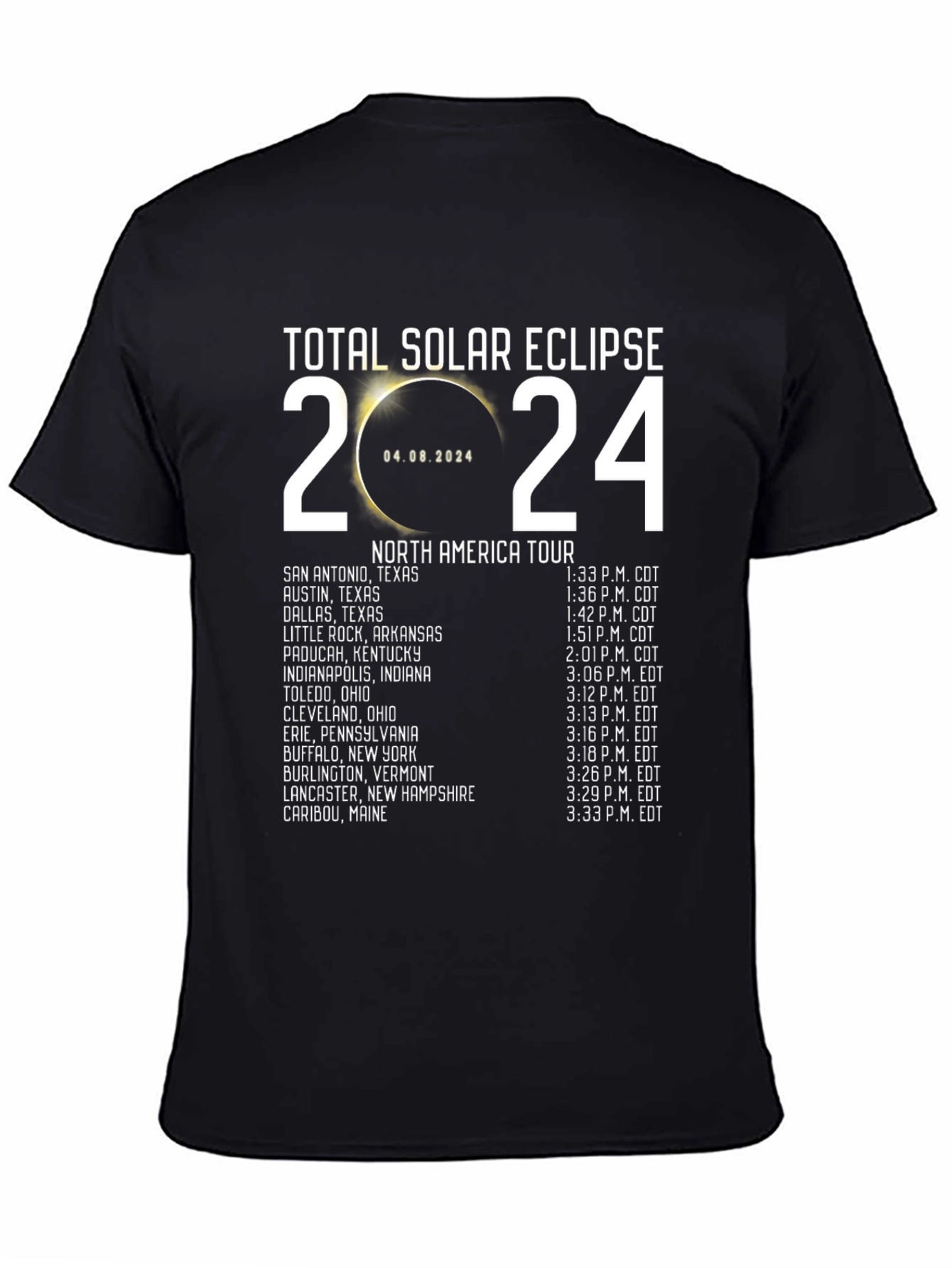 Total Solar Eclipse 2024 North America Tour T-Shirt